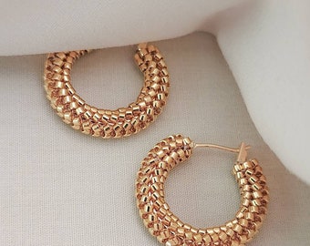 Gold small hoops, beaded hoops, gold earrings, small hoops, JeannieRichard