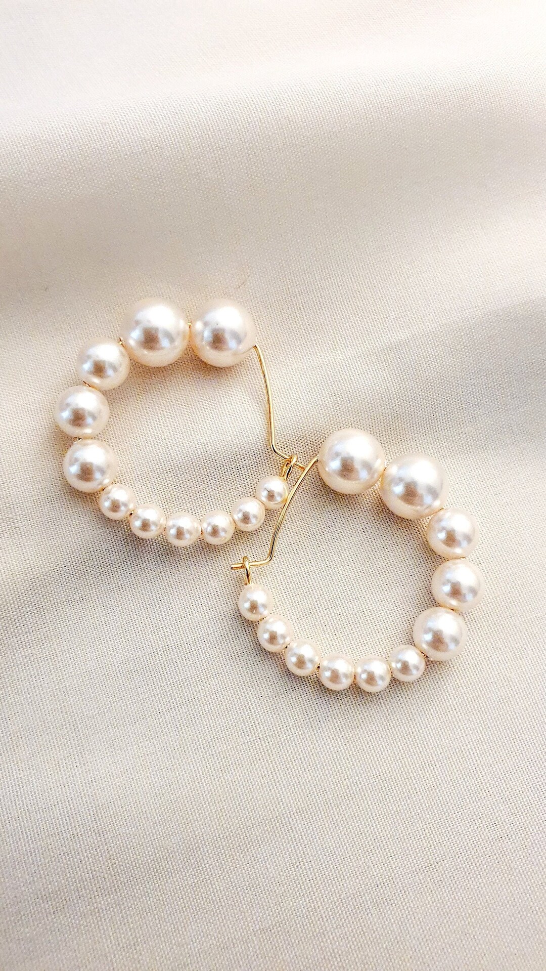 Pearl Hoops, Statement Pearl Hoops, 18k Gold Hoops, Pearl Earrings - Etsy