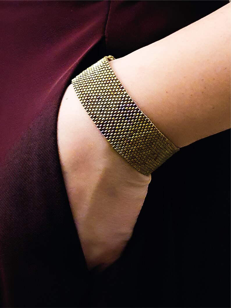 Gold Cuff, Beaded Cuff, Gold Beaded Cuff, Statement Cuff image 2