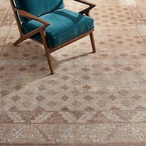 Beige Brown Hand Knotted Wool Rug, Vintage Tribal, Neutral Camel Handmade Rug, Minimalist Living Room Carpet, Modern Farmhouse 8x10 10x14