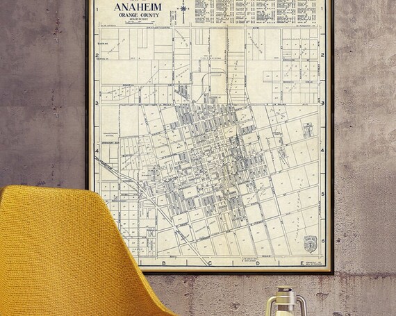 Historical map of Anaheim - Large map of Anaheim, available on paper or canvas