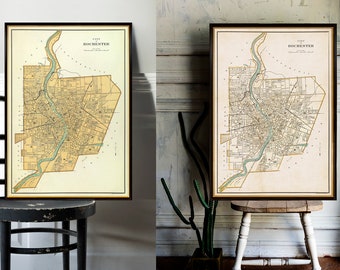 Old map of Rochester - Vintage  map - Rochester map fine print, two versions available, printed on paper or canvas