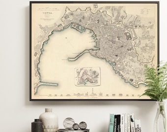 Genoa Vintage Map Print | Antique City Plan | Cartography Wall Art
