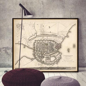 Kopenhagen Karte - Alte Karte von Kopenhagen - Kartendruck - Archivreproduktion auf mattem Papier oder Leinwand
