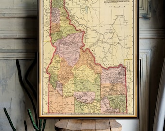 Map of Idaho - Historical map restored - Fine reproduction on paper or canvas