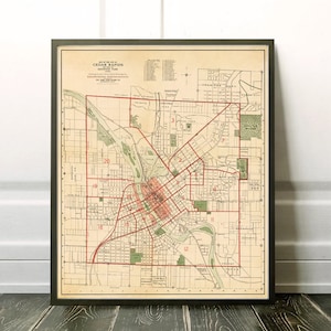 Old map of Cedar Rapids - Antique map - Vintage map - Antique Cedar Rapids (Iowa) map print, home decor idea