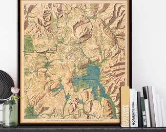 Yellowstone National Park panoramic view - Vintage map