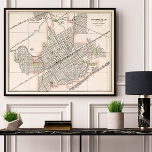 Carte de Birmingham (Alabama) - Reproduction fine de carte ancienne, disponible sur toile ou papier