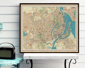 Old map of Copenhagen - Large map print on matte paper or canvas