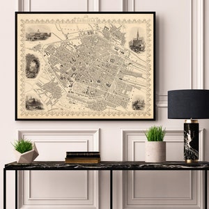 Carte historique de Bruxelles - carte vintage de Bruxelles, disponible sur papier ou toile