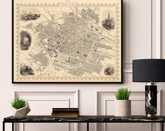 Historical map of Bruxelles - Vintage map of Brussels, available on paper or canvas