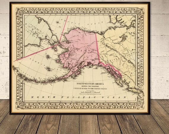 Alaska map - Vintage map of Alaska print - Old map fine print on paper or canvas