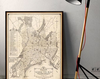 Bridgeport map - Old map of Bridgeport - Beautifully restored map with an antique patina, available on paper or canvas