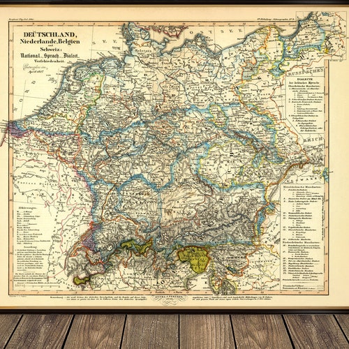 Germany Map Historical Map Reproduction on Paper or Canvas - Etsy