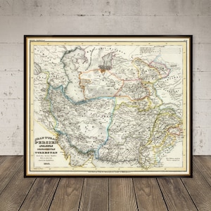 Carte de l'Iran, du Touran, de l'Afghanistan, du Beludschistan et du Turkestan - Impression d'archives sur papier couché fin ou sur toile