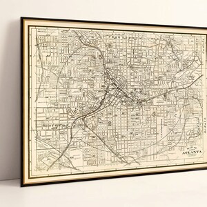 Carte d'Atlanta : carte ancienne magnifiquement patinée, disponible sur papier ou toile
