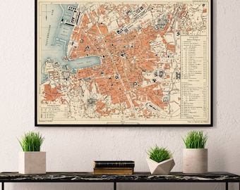 Vintage map of Marseille - Marseille old city plan from 1888