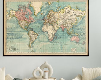 Vintage map of the world   - Print on Canvas