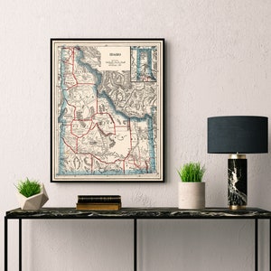 Idaho map - Historical map restored - Fine print on paper or canvas