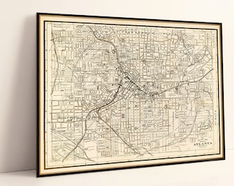 Map of Atlanta - old map with a wonderful patina, available on paper or canvas