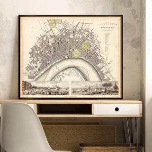 Bordeaux map, old city map print, map of Bordeaux reproduction, historical map, home decor