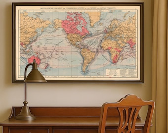 イギリス帝国連邦の世界地図 - 古地図と版画 - アンティーク世界地図