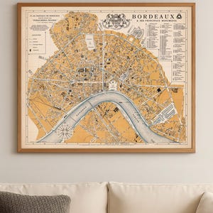 Bordeaux Old City Plan | Practical Map of Bordeaux and Its Principal Monuments | Fine Print