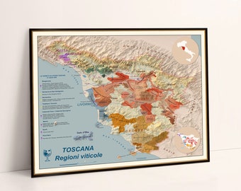 Carte des régions viticoles de Toscane, carte des vins du Chianti, guide des régions viticoles de la Toscane