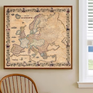 Historische Europakarte von 1855 | Zeit der Imperien | Antike Wanddekoration