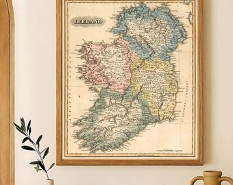 Historische Karte von Irland | Irische Kartenkunst | Kunstdruck