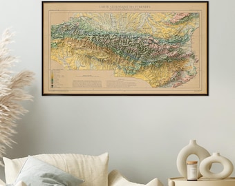 Montagnes des Pyrénées, carte géologique ancienne