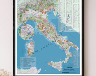 Italy Wine Map Print - A Cartographic Guide to DOC & DOCG Zones