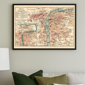 Alte Karte von Prag | Historischer Stadtplan | Straßenkarte (Kleindruck)