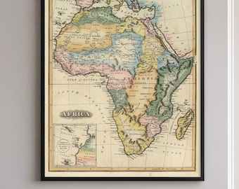 Old Map of Africa | 19th Century Decorative Cartography | Vintage African Wall Art Print