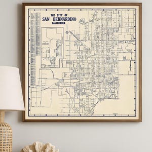 Saint Bernardino (Calif.) Map | Historical City Plan with Street Index | Fine Print