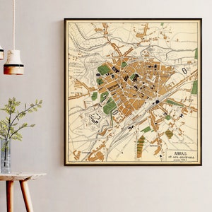 Old map of Arras  and surroundings - Arras et ses environs - Historical map print on paper or canvas