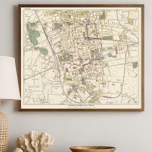 Old map of Lodz (Poland) - Archival print - Vintage map of Lodz reproduction on paper or canvas