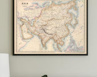 1914年東アジア大型オリジナルアンティーク地図、17 x 22インチ、歴史