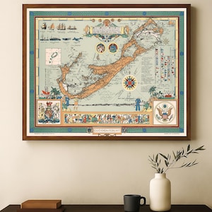 Vintage Bermuda Map | Illustrated Historical Print with Resorts & Maritime Insets | Antique Island Wall Art