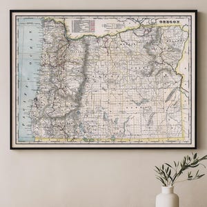 Historical Map of Oregon | Infrastructure and Administrative Divisions | American Cartography Art