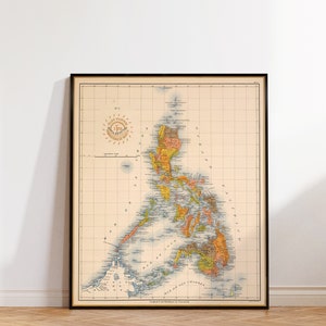 Ancienne carte des Philippines, carte vintage restaurée,