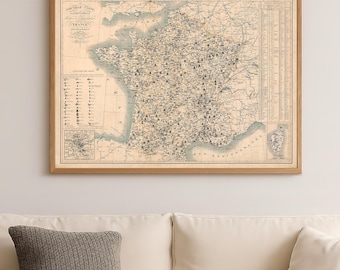 Vintage Gastronomic Map of France | French Cartography Art Print