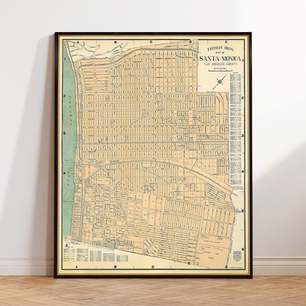 Alte Karte von Santa Monica, Vintage Stadtplan von Santa Monica, alte Karte zur Einweihungsparty