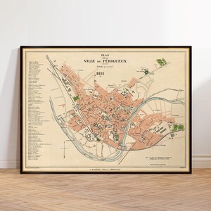 La carte de Perigueux - Old map of Périgueux - Restored map print on paper or canvas