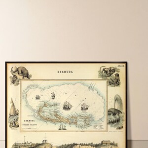Karte von Bermuda oder Somer's Island in der viktorianischen kartographischen Tradition, illustrierte Eleganz und nautische Präzision, Wandkartendekor