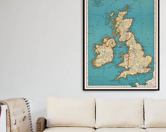 Vintage map of British Isles - Archival print on matte paper or canvas