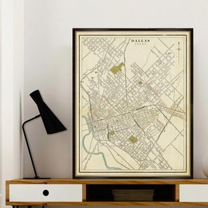Dallas map  - Old city plan of Dallas from 1901, fine print