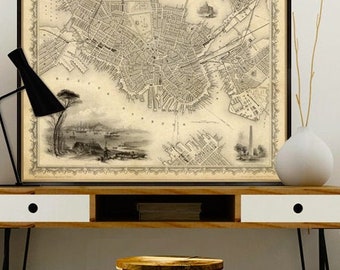 Map of Boston - Historical map of Boston - Old map of Boston fine print on paper or canvas