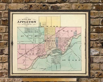 Appleton map - Old map - Historical map print on canvas or paper