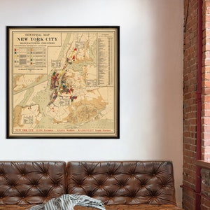 New York City kaart - Industriële kaart van NYC - Industriële New York City kaart print op papier of canvas